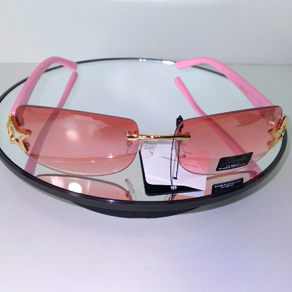 Pink Gold Star Square Sunglasses - Picture 2 of 7